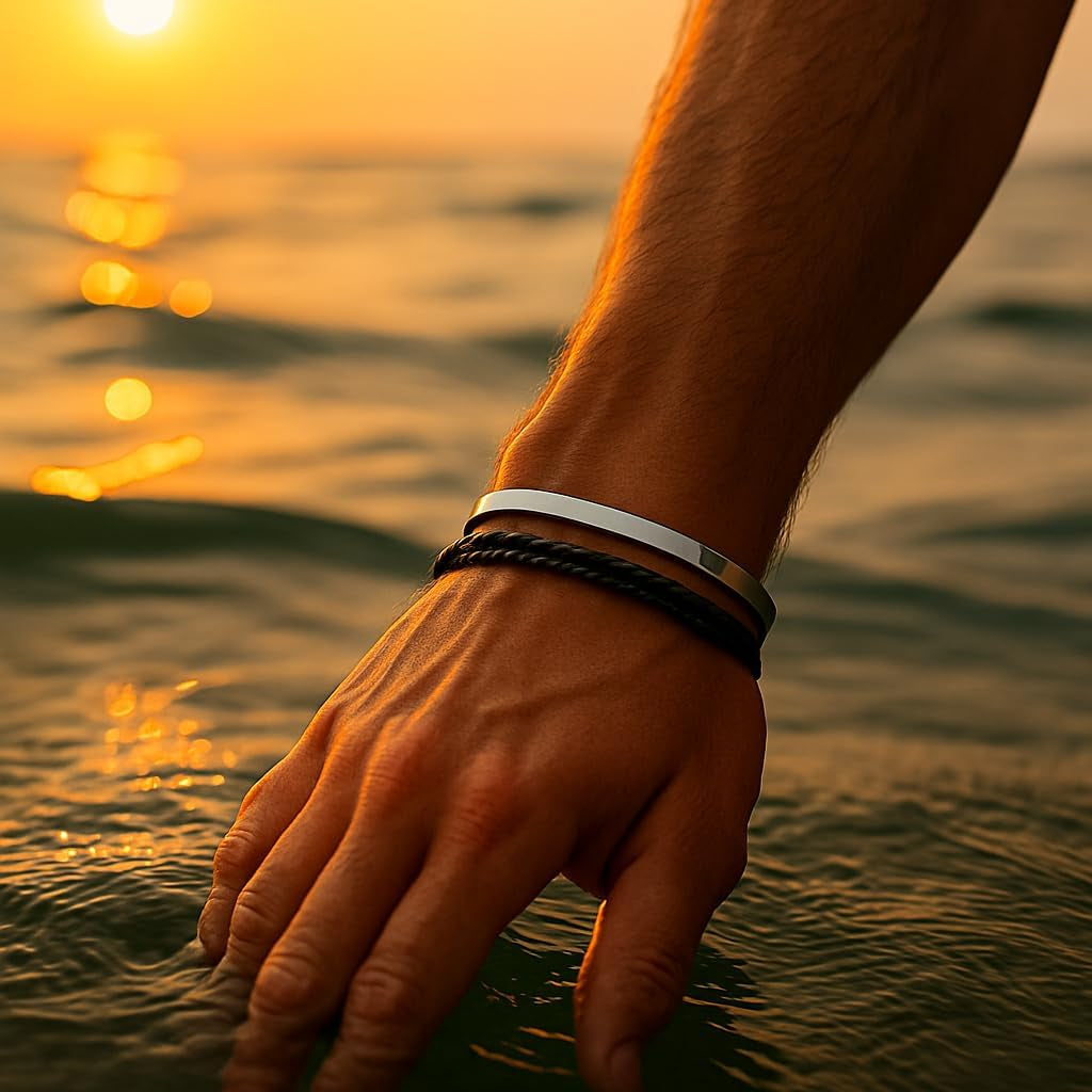 Men'S Minimalist Titanium Cuff Bracelet | Versatile Unisize Waterproof | Design-Led Artisan Jewellery, from London | Ravick