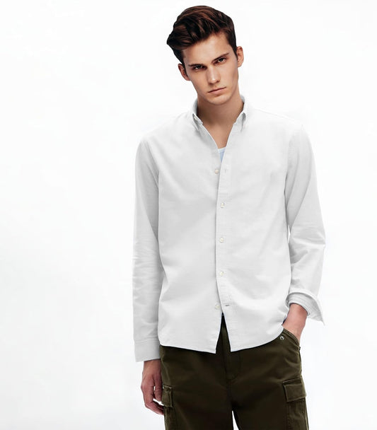 Regular Fit Long Sleeve Button down Collar Oxford Shirt for Men