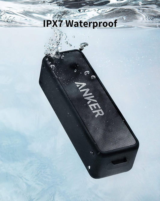 Soundcore 2 Portable Bluetooth Speaker with 12W Stereo Sound, Bassup, IPX7 Waterproof, 24-Hour Playtime, Wireless Stereo Pairing, Speaker for Home, Outdoors, Travel (Black)