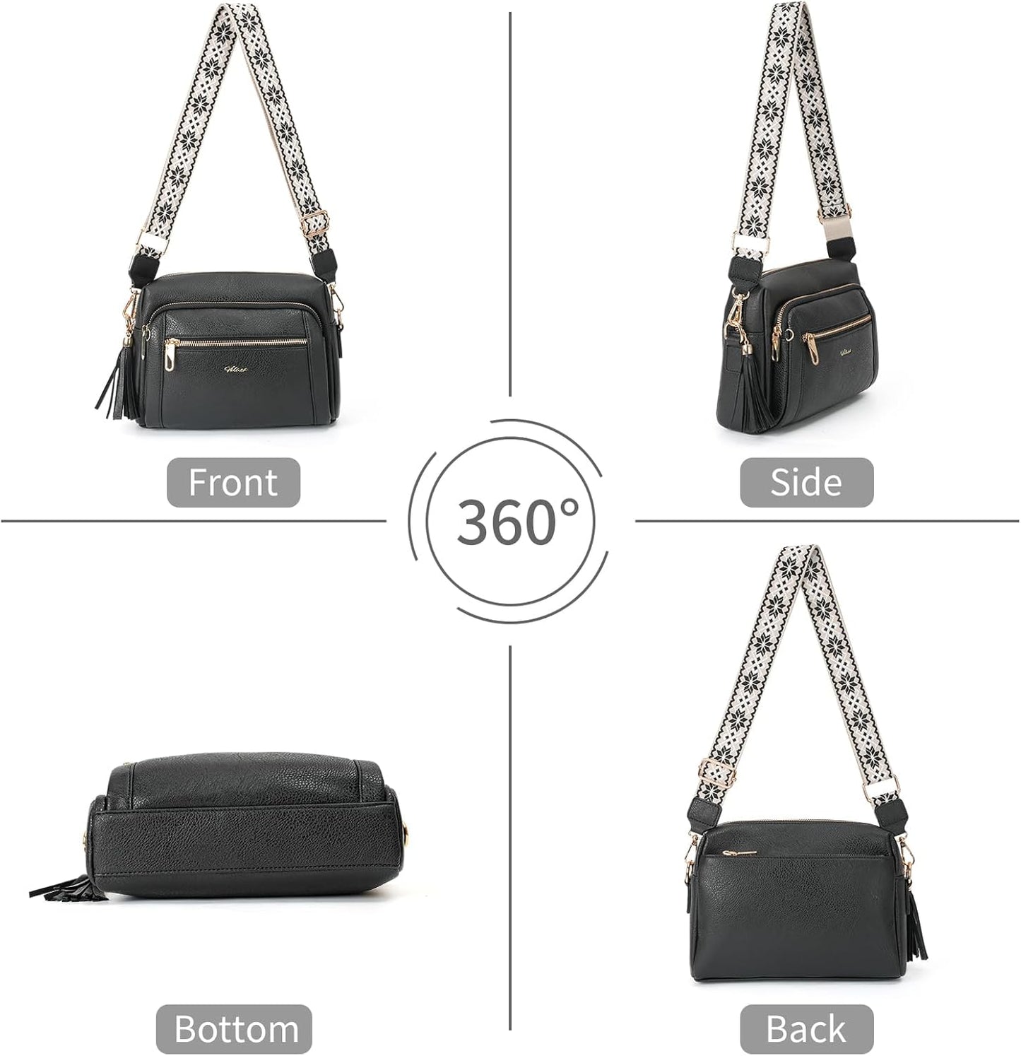 Women'S Cross Body Bags, Crossbody Bags for Women with Anti-Theft Function 4 Zip Compartments Women Shoulder Handbags with Adjustable Wide Strap