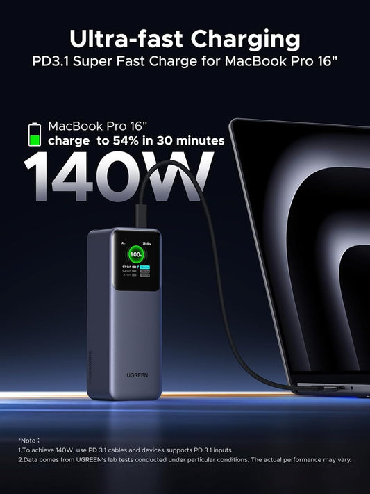 Nexode Power Bank 25000Mah 200W PD 3.1 Laptop Portable Charger Fast Charging Smart Digital Display Battery Pack Compatible with Dell, HP, ASUS, Ipad, Iphone Air/17/16, Galaxy S25, Airpods