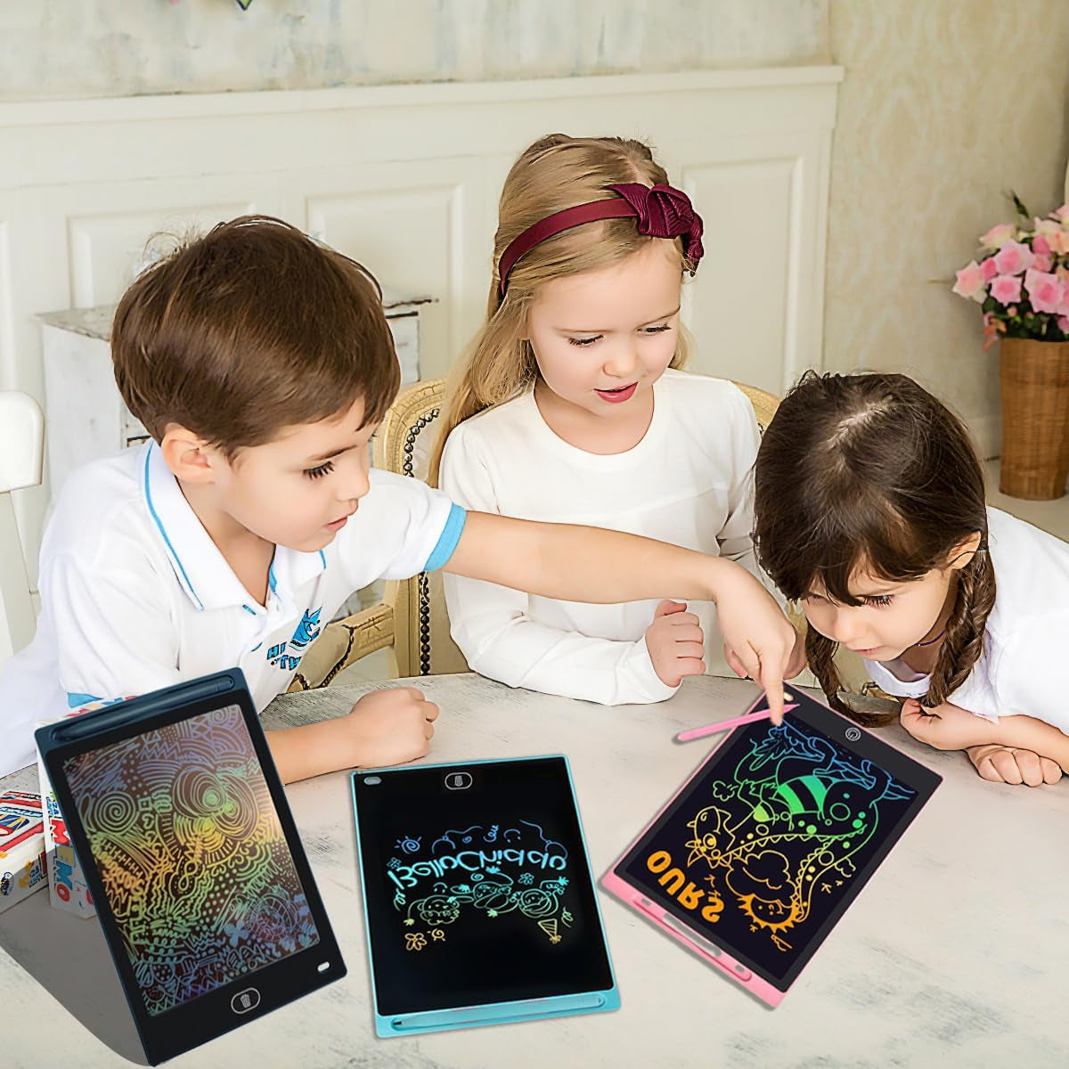 Toys LCD Writing Tablet 4PC 8.5 Inch Colorful Screen Drawing Tablet, Doodle Board for Ages 3-12 Years Old Boys Girls, Electronic Drawing Pad for Kids, Gifts for Christmas & Birthday