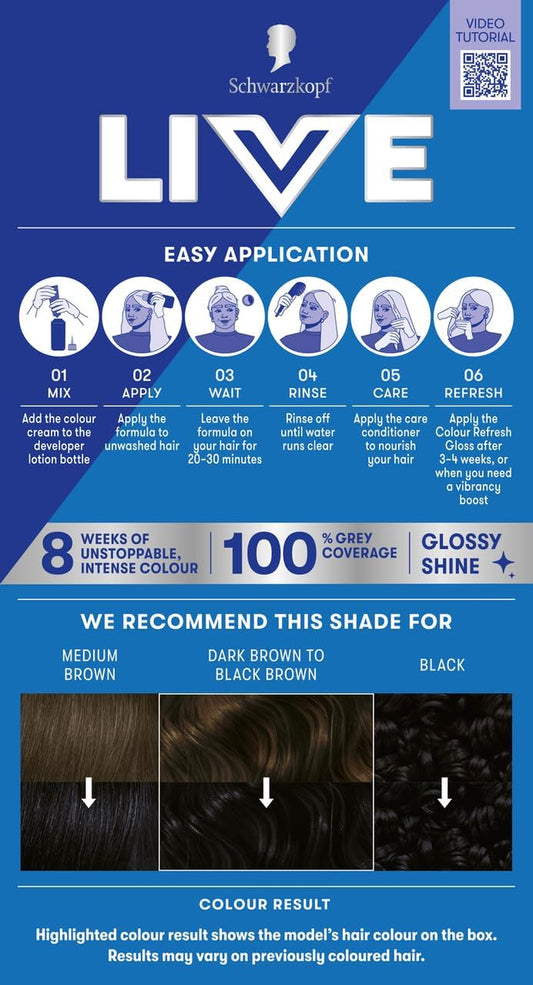 Schwarzkopf Intense Colour 099 Deep Black, Long-Lasting Permanent Black Hair Dye, with Extra Colour Refresh Gloss