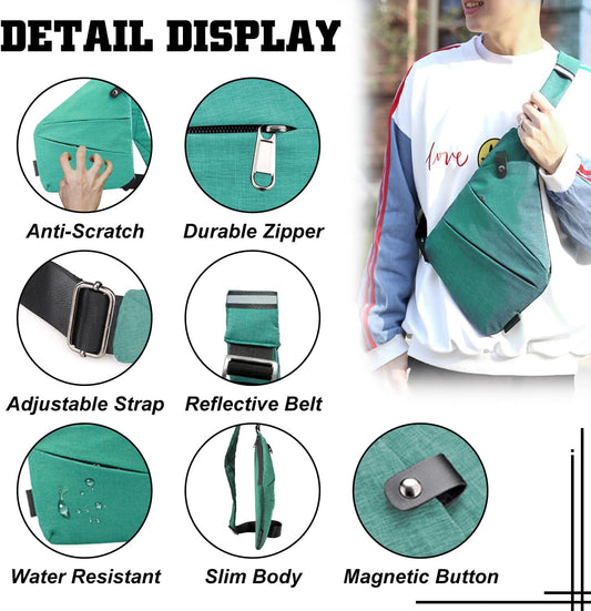 Anti Theft Crossbody Bag for Women Personal Flex Travel Bag Anti-Theft Cross Body Bag Sling Chest Bag for Men (Black)