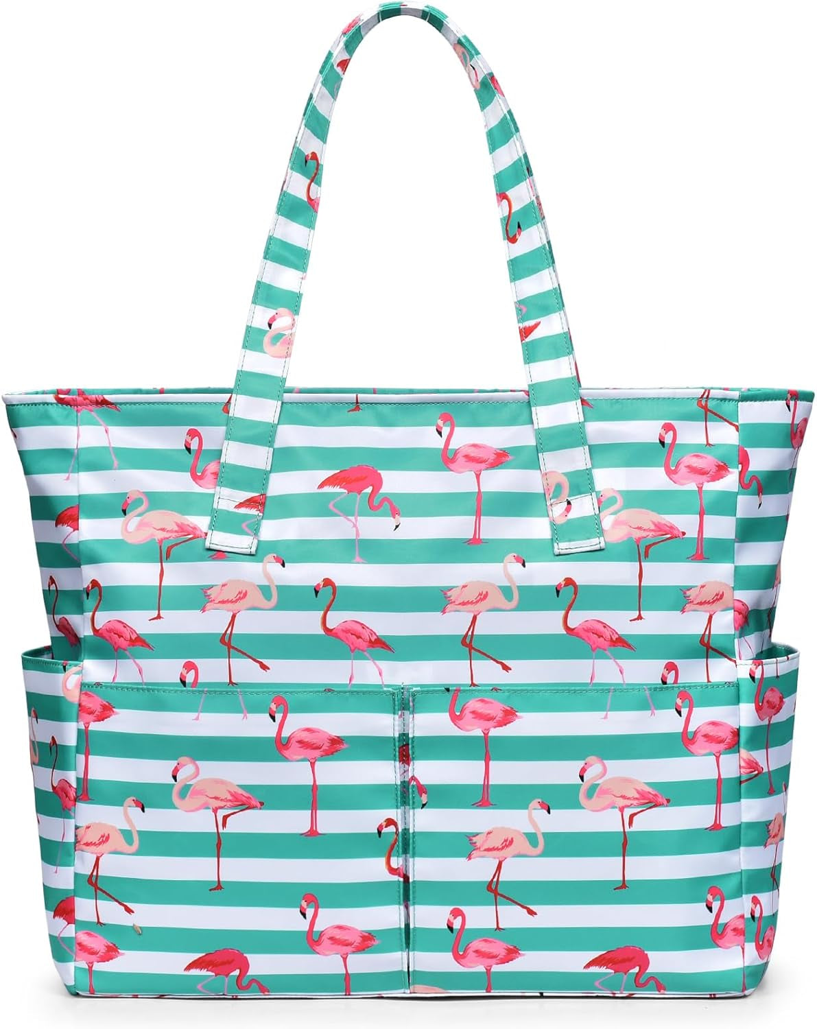 Large Beach Bag with 8 Pockets, Waterproof Beach Bags for Women, Sandproof Summer Beach Tote Bag Holiday Essentials Shopping Bag Travel Bag Handbags for Pool Gym