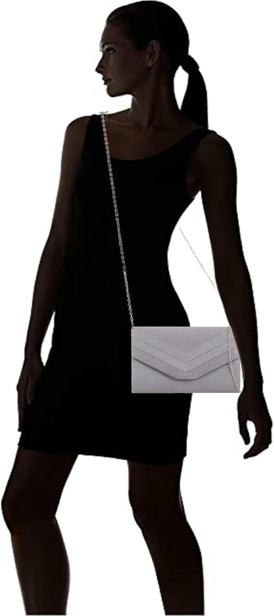 Women'S Stylish Suede Envelop Style Bridal Wedding Evening Clutch Party Purse Hand Bag