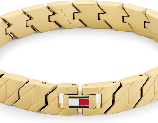 Tommy Hilfiger Jewelry Men'S Yellow Gold Link Bracelet with the Iconic Flag - 2790620