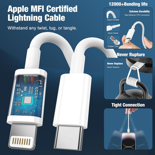 For Iphone Charger Fast Charge, 2Pack PD 20W Fast Apple Charger Cable 2M, Iphone Fast Charger Plug with USB C to Lightning Cable for Iphone 14 13 12 11 Pro Max XS XR X 8 7 6 Plus, Ipad and Ipod