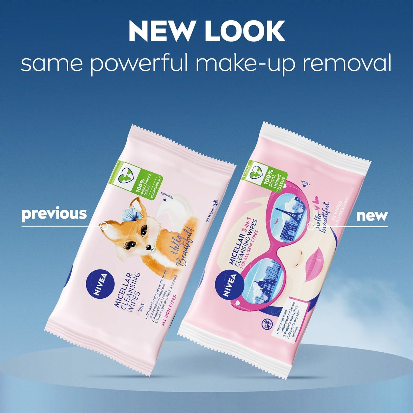 Limited Edition Micellar Cleansing Wipes (25Pcs), Biodegradable with Micellar Technology, Facial Wipes Effectively Removes Waterproof Make-Up and Mascara (Packaging Maybe in Different Color)