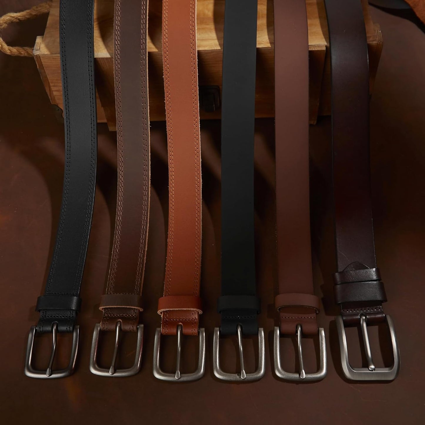 Men'S Genuine Leather Casual Every Day Jeans Belts, Handmade Men Leather Belt with Gift Box