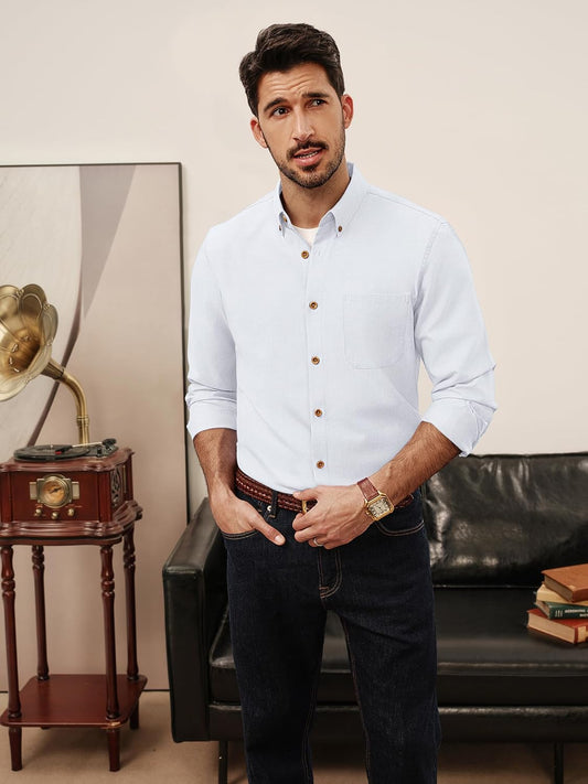 Mens Shirts Long Sleeve Button down Oxford Shirts with Pocket