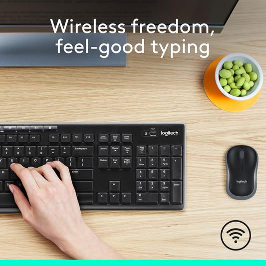 MK270 Wireless Keyboard and Mouse Combo for Windows, 2.4 Ghz Wireless, Compact Mouse, 8 Multimedia and Shortcut Keys, 2-Year Battery Life, for PC, Laptop, QWERTY UK English Layout - Black