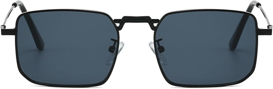 Rectangle Sunglasses Metal Frame for Men Women Retro Square Sunglasses Tinted Lens 90S Vintage Shades UV400 Protection