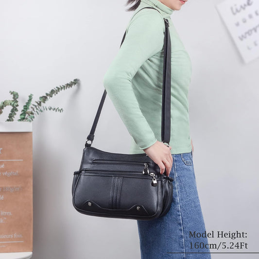 Ladies Handbags Medium Shoulder Bag for Women Crossbody Bags for Women Multi Pockets Handbag PU Leather Soft Shoulder Bag