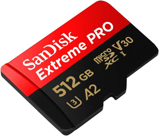 512GB Extreme PRO Microsdxc Card + Rescuepro Deluxe, up to 200 Mb/S, with A2 App Performance, for Smartphones, Action Cameras or Drones UHS-I Class 10 U3 V30, Black