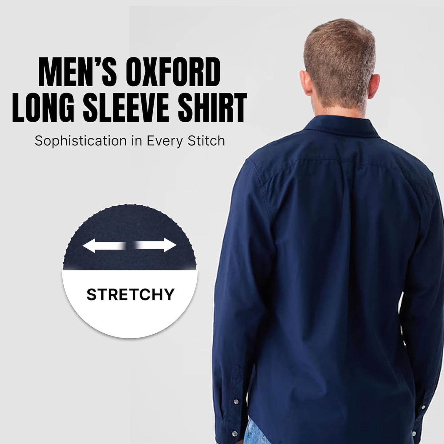 Regular Fit Long Sleeve Button down Collar Oxford Shirt for Men