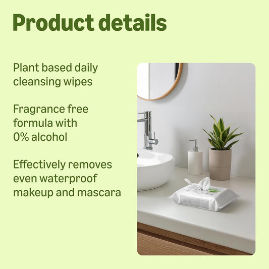 Face Cleansing Wipes with Aloe Vera, Make-Up Remover, Fragrance Free, 25 Wipes
