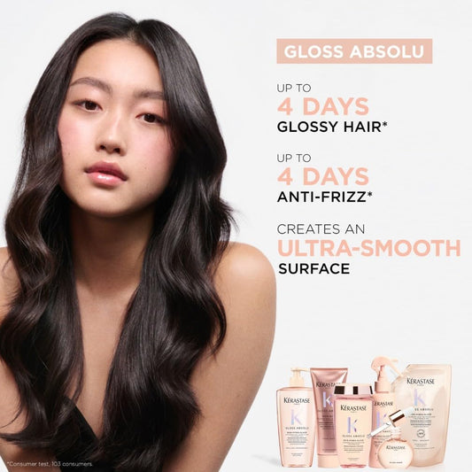 Kérastase Gloss Absolu Hair Treatment Spray, Heat Protection for All Hair Types, with Glycolic Acid, Hyaluronic Acid & Wild Rose 190Ml