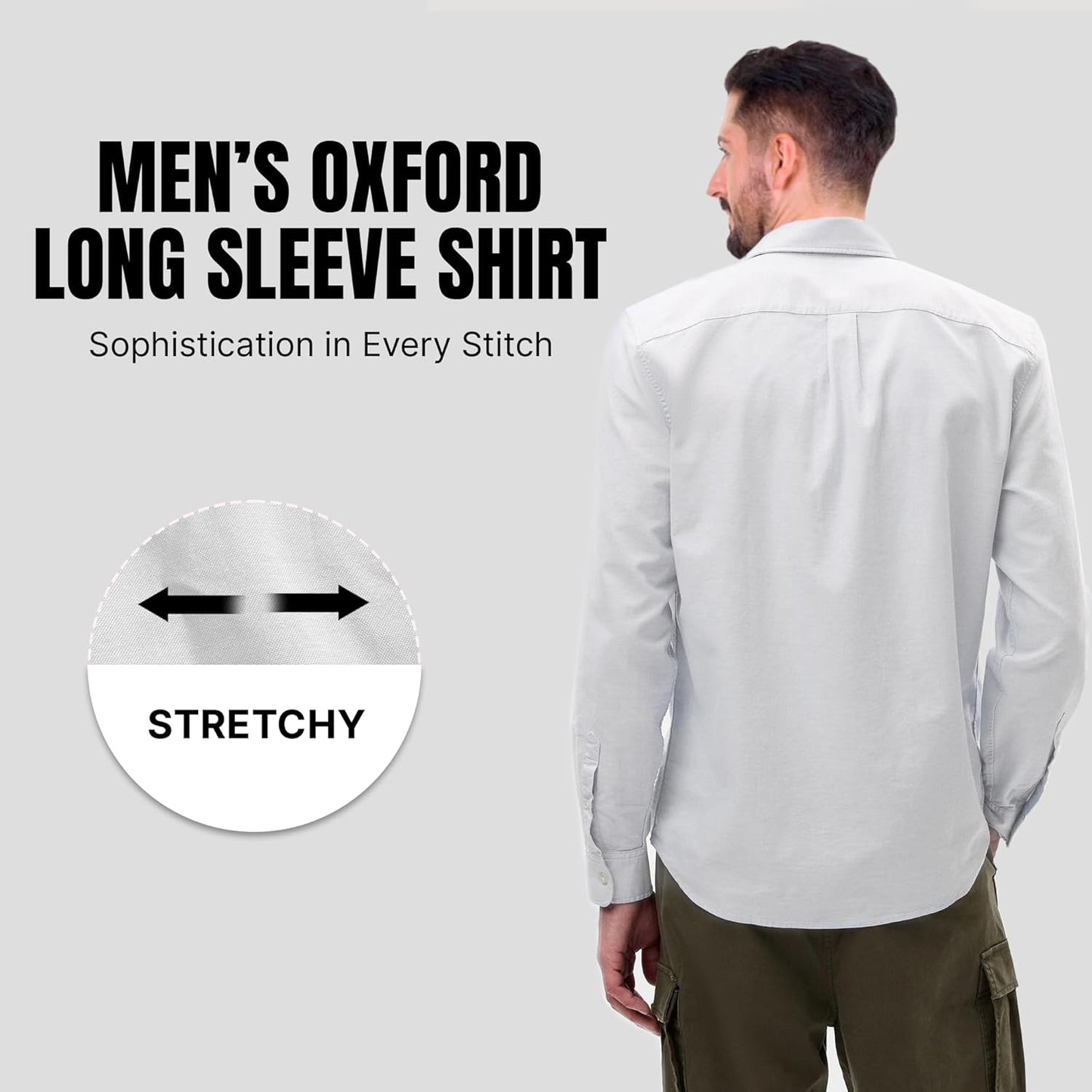 Regular Fit Long Sleeve Button down Collar Oxford Shirt for Men
