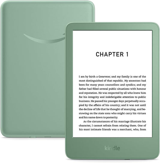Kindle (Newest Gen) – Lightest and Most Compact Kindle with Glare-Free Display, Faster Page Turns, Adjustable Front Light and Long Battery Life – 16 GB – with Ads – Matcha