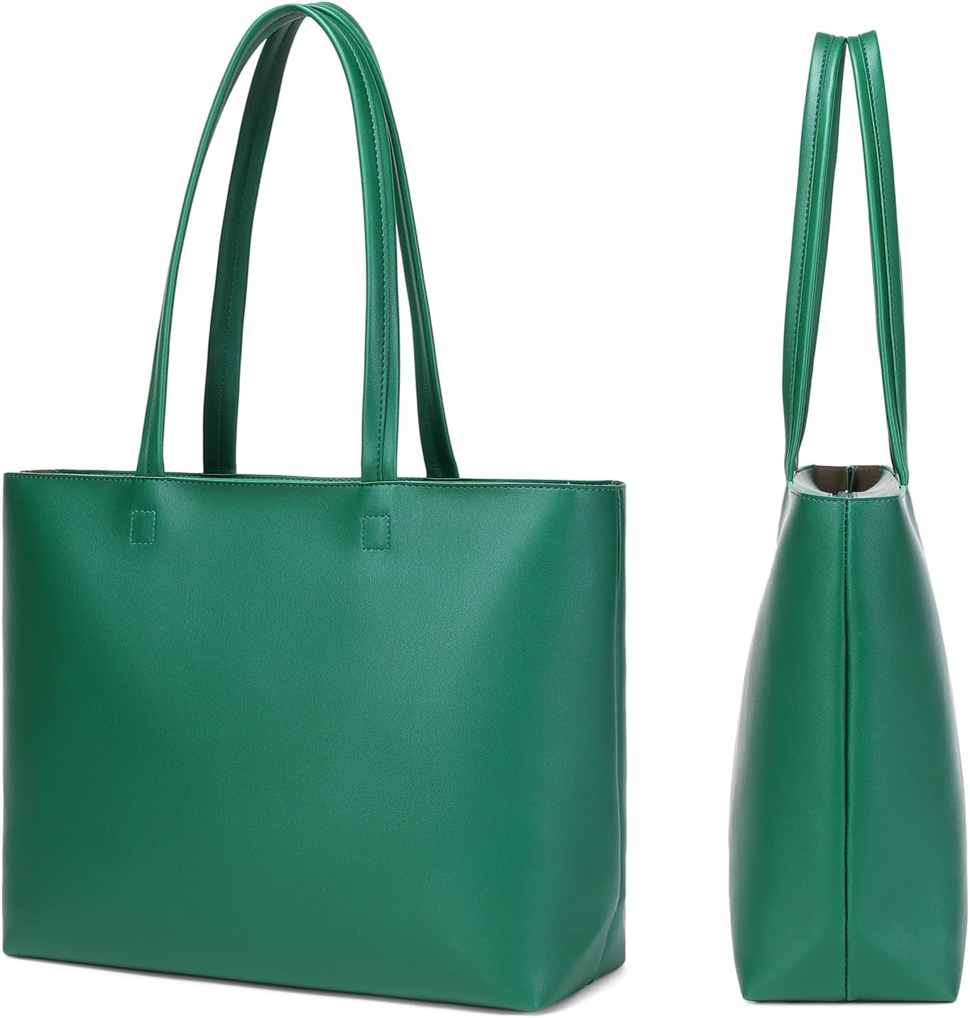 Ladies Tote Bags Simple PU Leather Handbags Work School Shopping Bags for Women with Zip and Inner Pocket