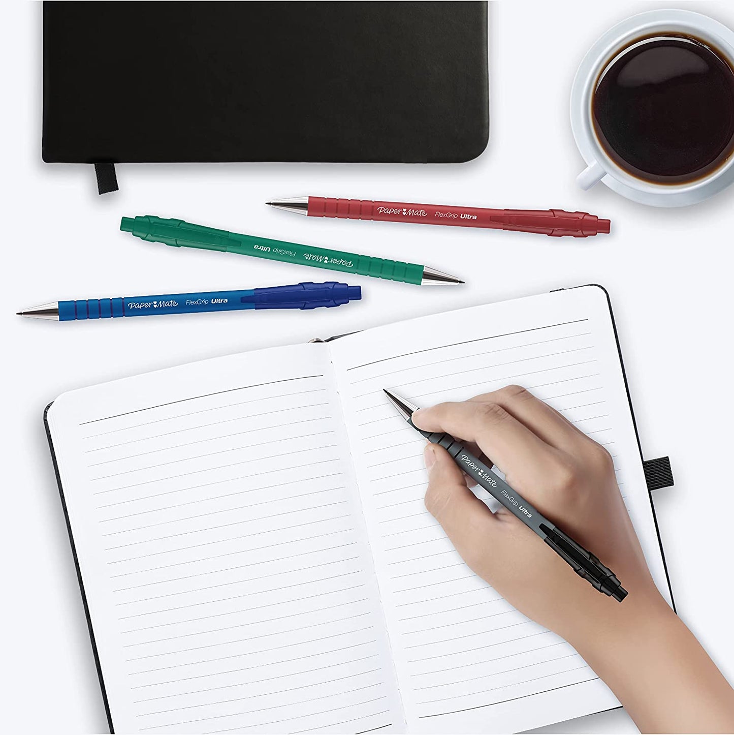 Flexgrip Ultra Retractable Ballpoint Pens | Medium Point (1.0Mm) | Black | 5 Count