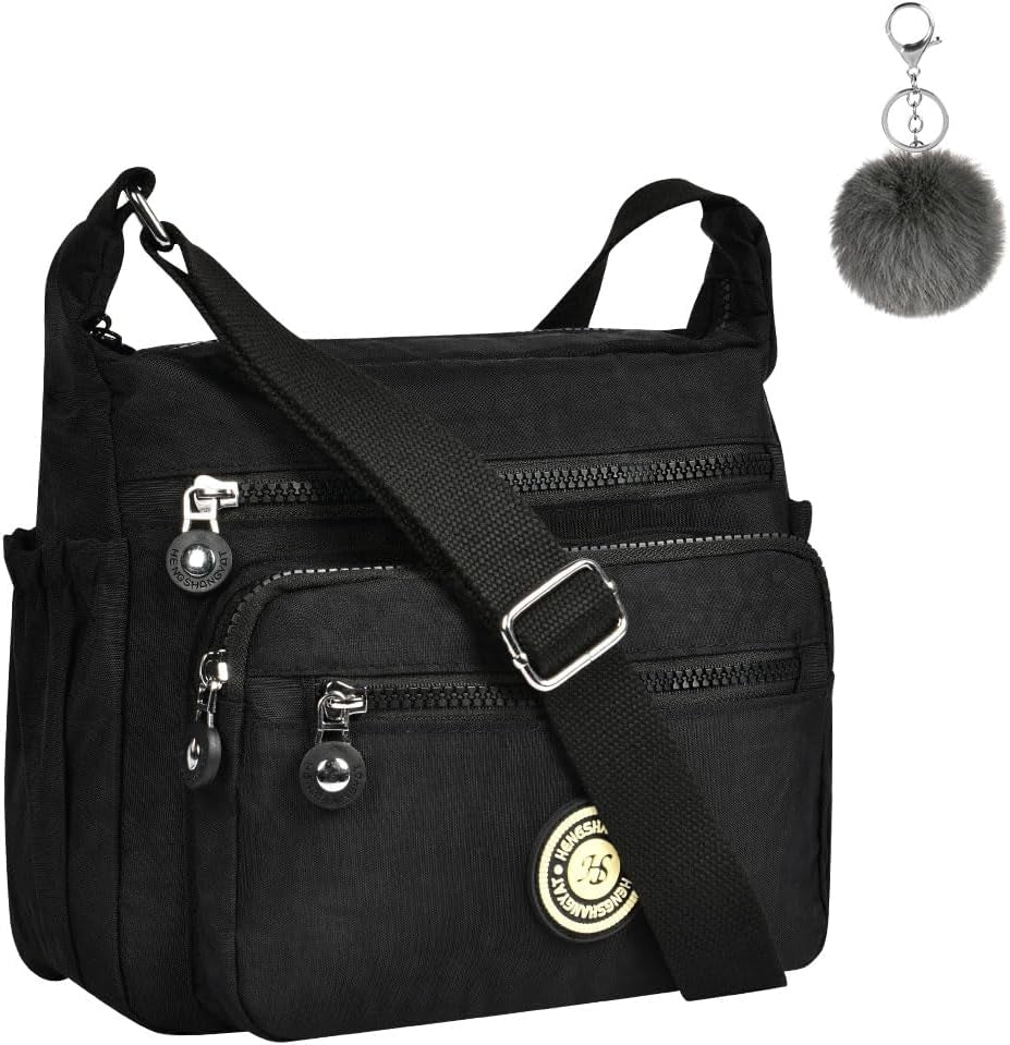 Women'S Multi-Pocket Casual Crossbody Bag, Multifunctional Travel Bag with Adjustable Shoulder Strap, Nylon Lightweight and Waterproof, for Shopping, Hiking, Everyday Use