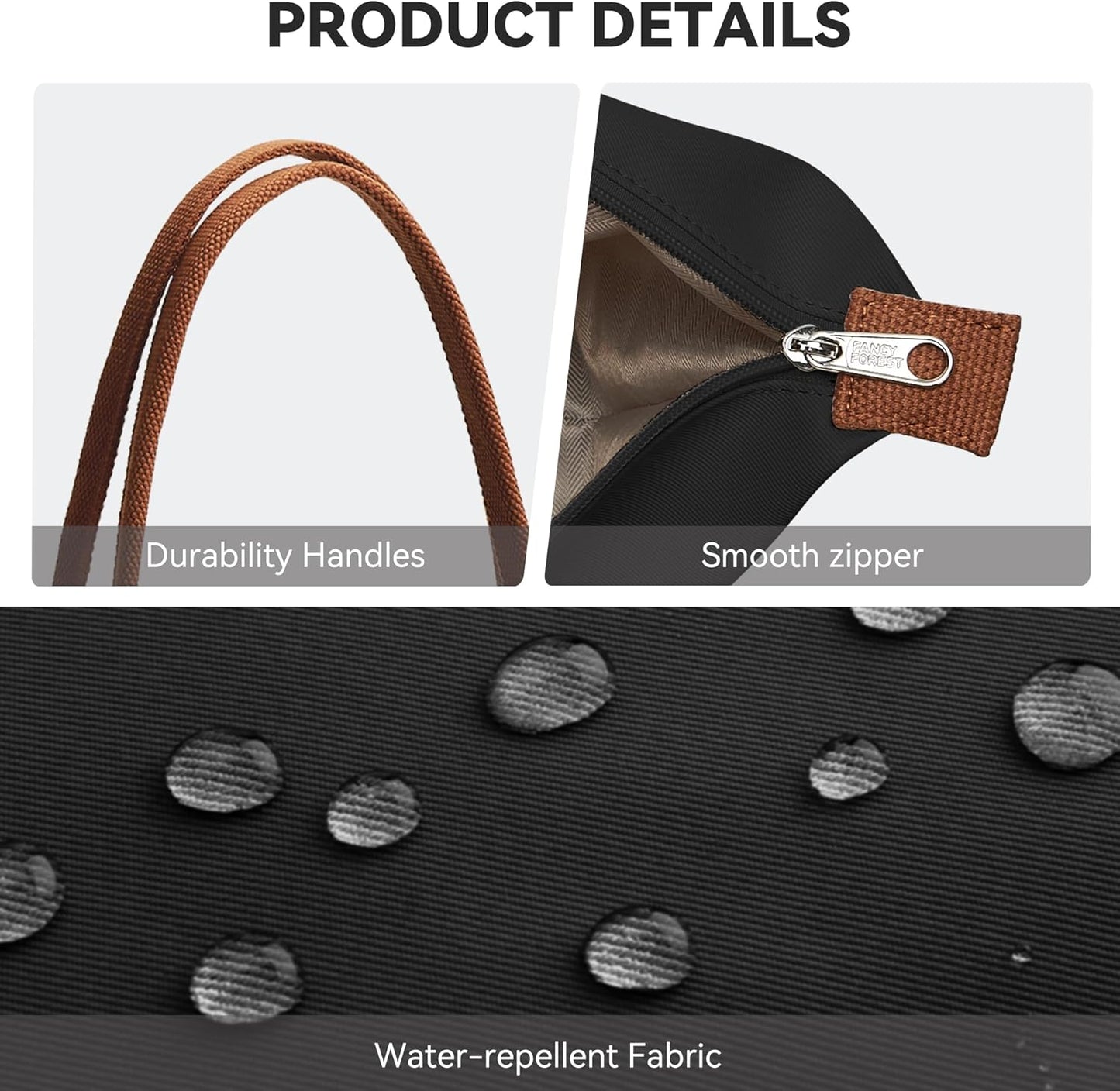 KALIDI Large Handbags for Women Foldable Tote Bag with Zip Waterproof Nylon Women'S Totes Top-Handle Bags for Work,School,Travel,Leisure,Shopping