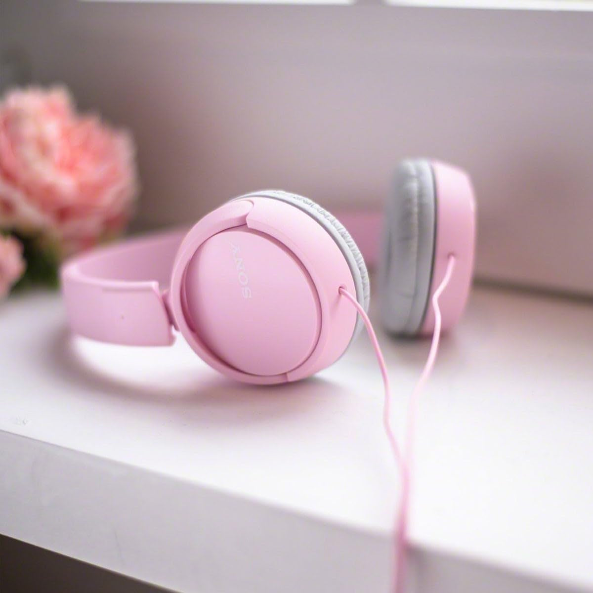 MDR-ZX110 Wired Overhead Headphones, Neodymium Dynamic Drivers, Swivel Fold Design - Pink