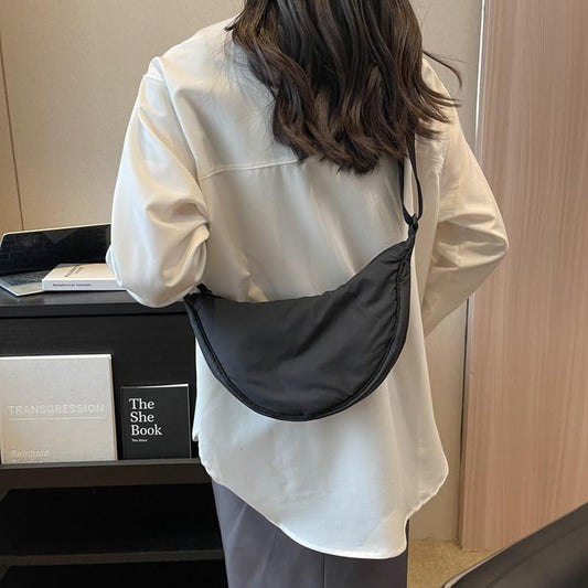 Crescent Bag, Nylon Dumpling Bag for Women, Hobos Crossbody Bag with Adjustable Strap, Women'S Casual Messenger Bag, Solid Color Chest Bag Shoulder Bag for Daily Use