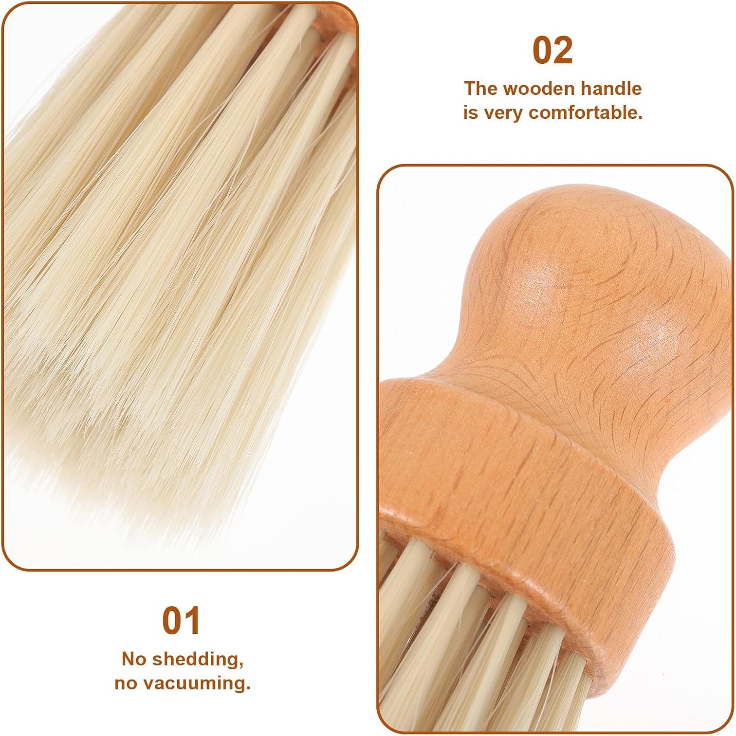 Cleaning Brush Beige Wooden Handle Handheld with Fibrous Soft Wool Bristles for Keyboard Cleaning and Portable Dust Removal Beech Material Suitable for Home and Office Use