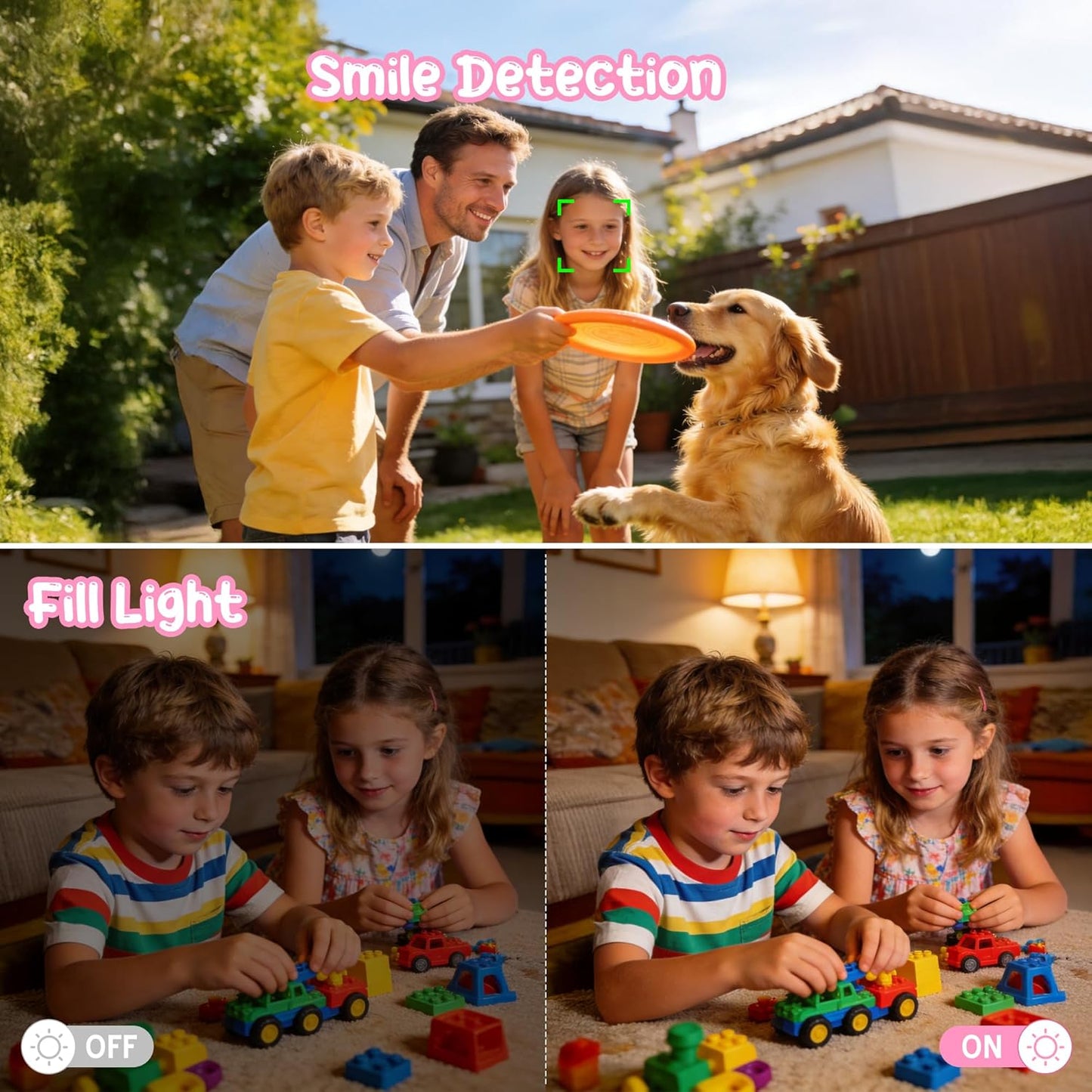 Digital Camera 1080P 44MP Vlogging Camera for Kids Teens, FHD Compact Portable Photo Camera with 2.4" Screen 16X Zoom, Anti-Shake Mini Camera for Beginners Students Boys Girls-Pink（No SD Card)
