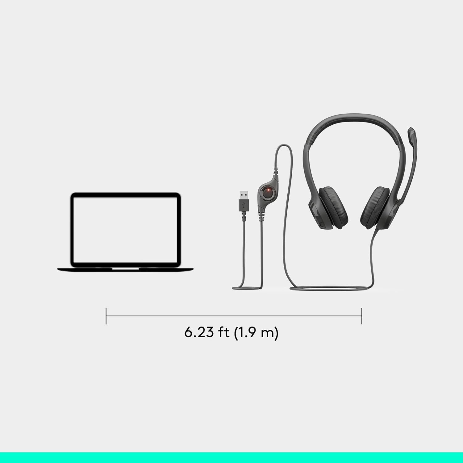 H390 Wired Headset for Pc/Laptop, Stereo Headphones with Noise Cancelling Microphone, USB-A, In-Line Controls, Works with Chromebook - Black