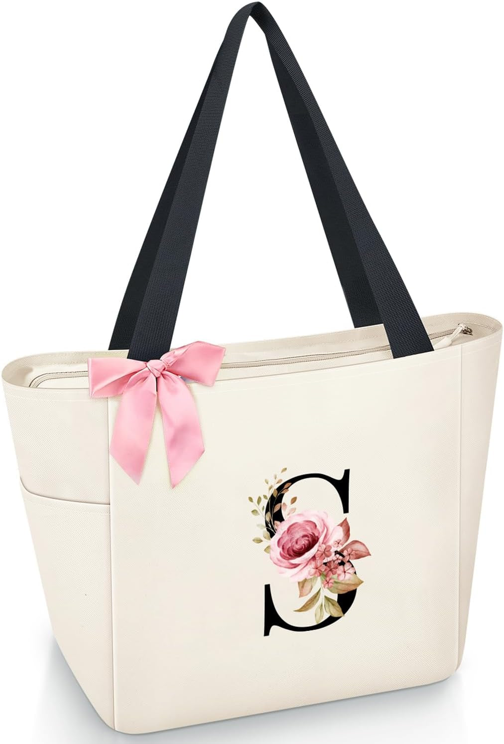 A-Z Initial Personalized Tote Bag,Waterproof Gifts for Women, Bridesmaids,Mom,Teachers,Friends