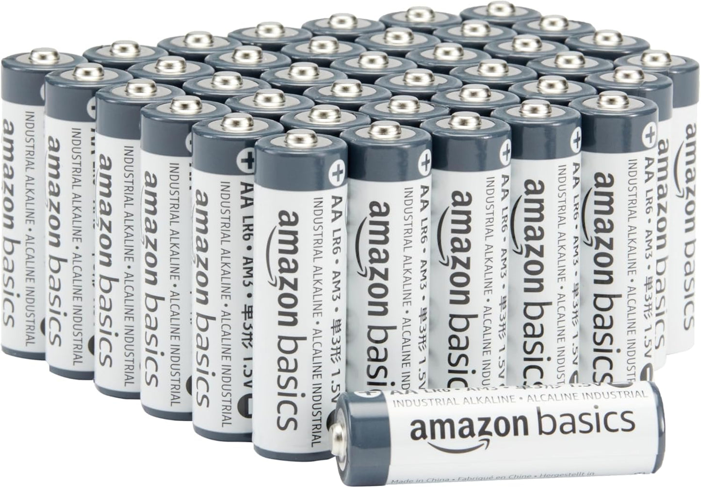 40-Pack AA Alkaline Industrial Batteries, 1.5 Volt, 5-Year Shelf Life