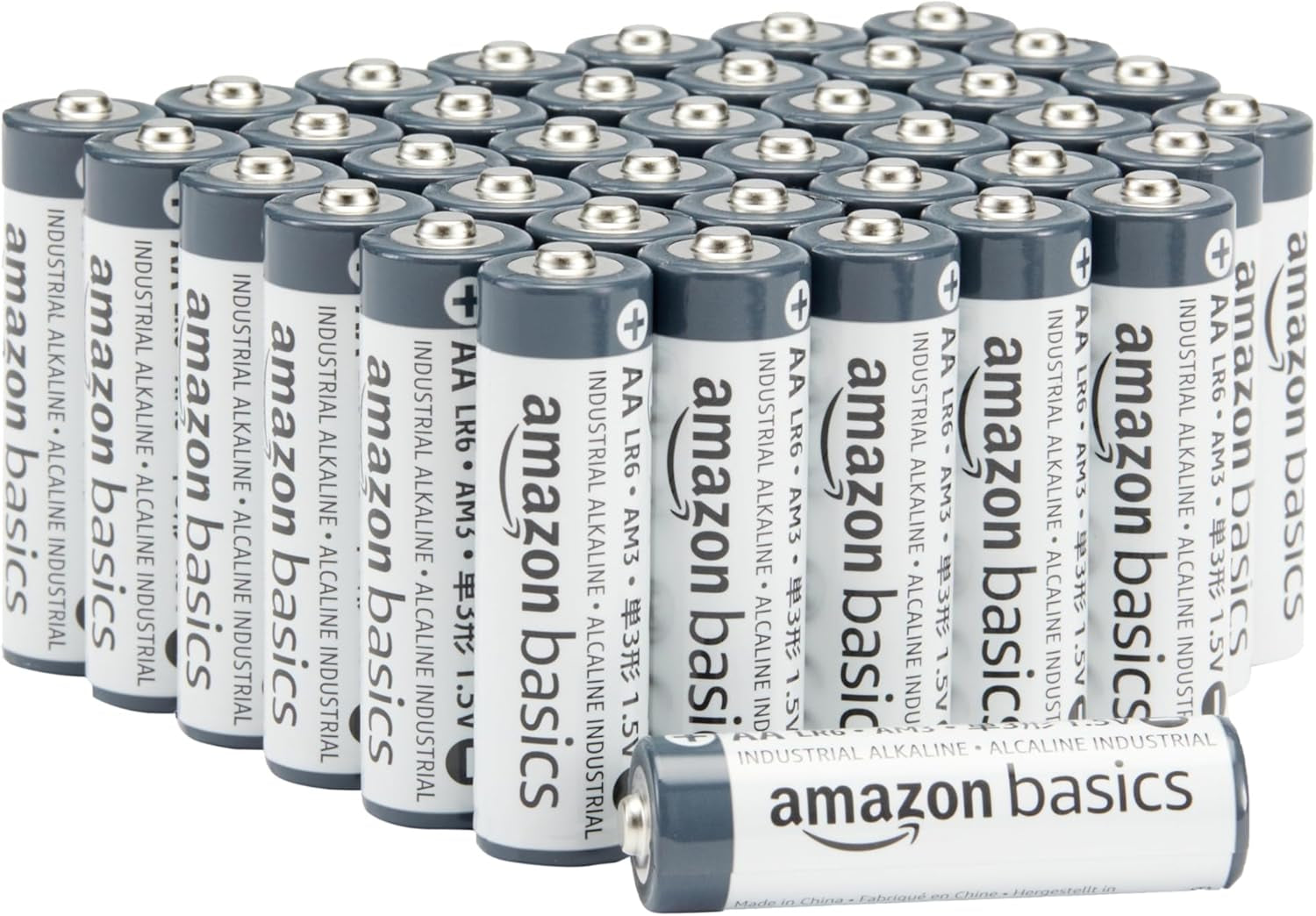 40-Pack AA Alkaline Industrial Batteries, 1.5 Volt, 5-Year Shelf Life