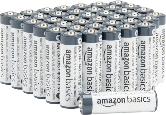 40-Pack AA Alkaline Industrial Batteries, 1.5 Volt, 5-Year Shelf Life