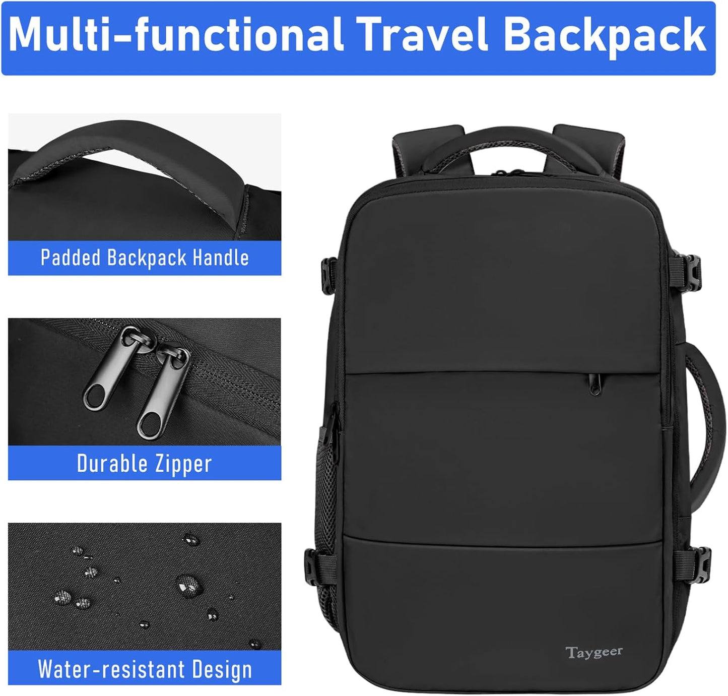 for New Ryanair Cabin Bags 40X30X20 Underseat, Travel Backpack Cabin Size, Rucksack for Plane Hand Luggage Backpack for Travelling, Ryan Air Cabin Bag 40X30X20 with Separate Shoe Pouch, Black