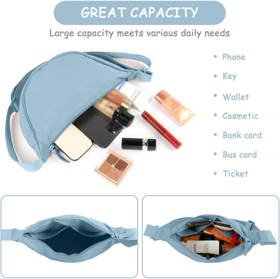 Crescent Bag, Nylon Dumpling Bag for Women, Hobos Crossbody Bag with Adjustable Strap, Women'S Casual Messenger Bag, Solid Color Chest Bag Shoulder Bag for Daily Use