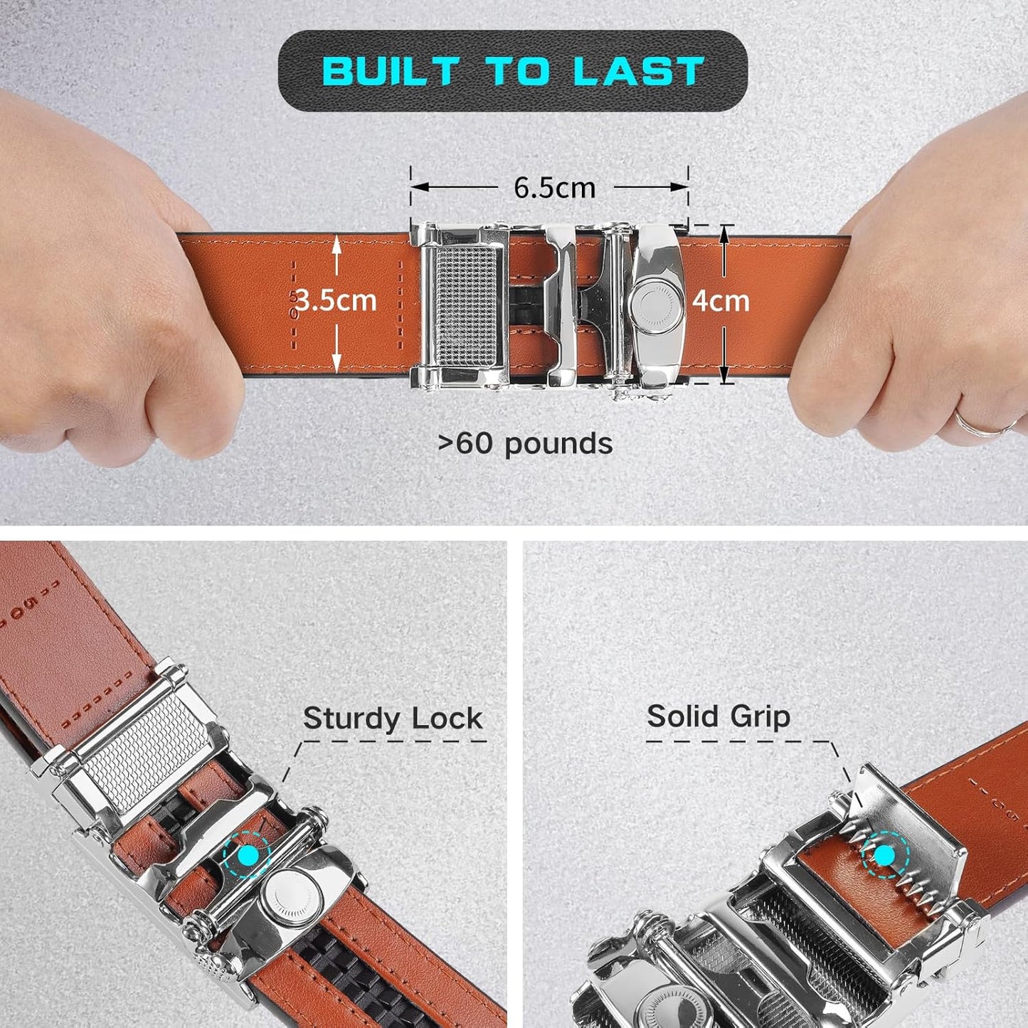 Men'S Belt, Slide Ratchet Belt for Men with Leather 1 3/8" Width 3.5Cm,Trim to Fit