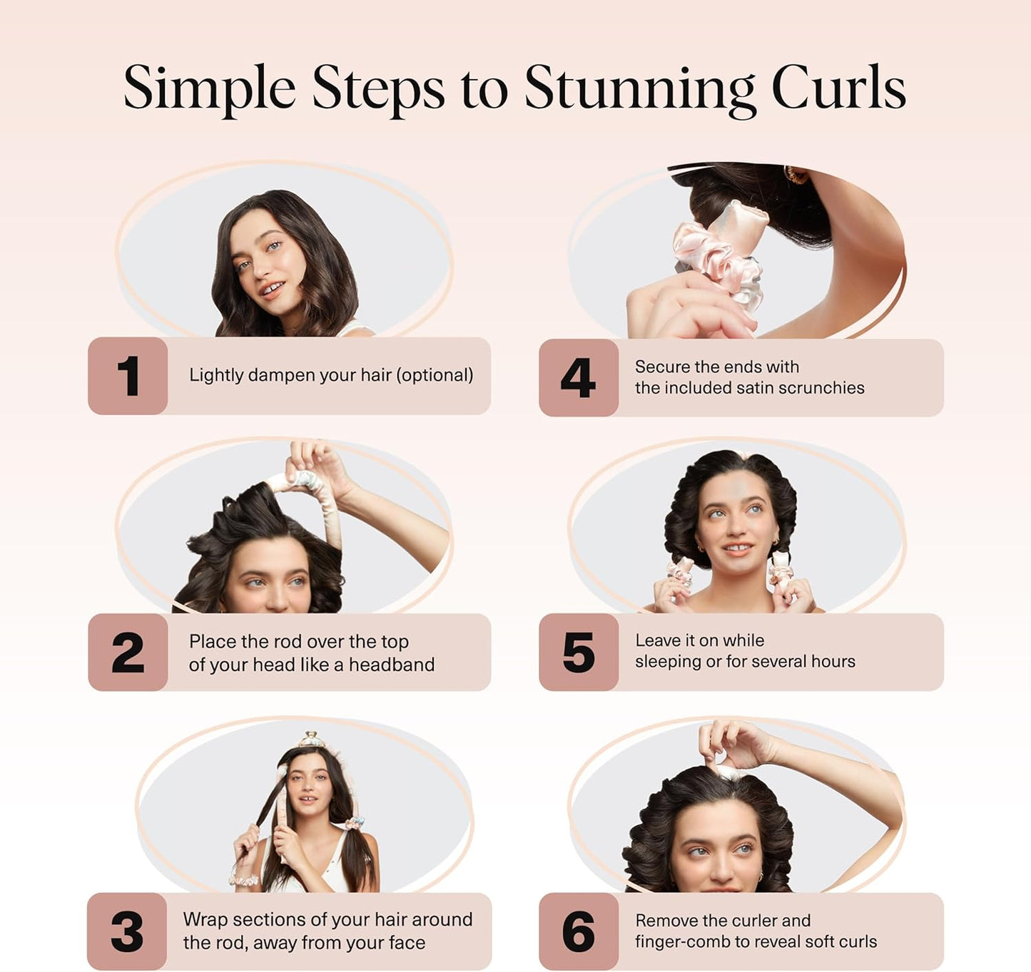 Satin Heatless Curlers Set – Heatless Curls Overnight with 34" Hair Curler & 2 Satin Scrunchies – Comfortable Hair Curlers to Sleep in for Frizz-Free, No Heat Damage Styling - Sunset Tie Dye