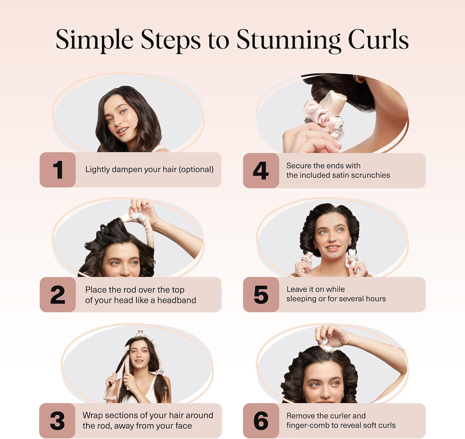 Satin Heatless Curlers Set – Heatless Curls Overnight with 34" Hair Curler & 2 Satin Scrunchies – Comfortable Hair Curlers to Sleep in for Frizz-Free, No Heat Damage Styling - Sunset Tie Dye