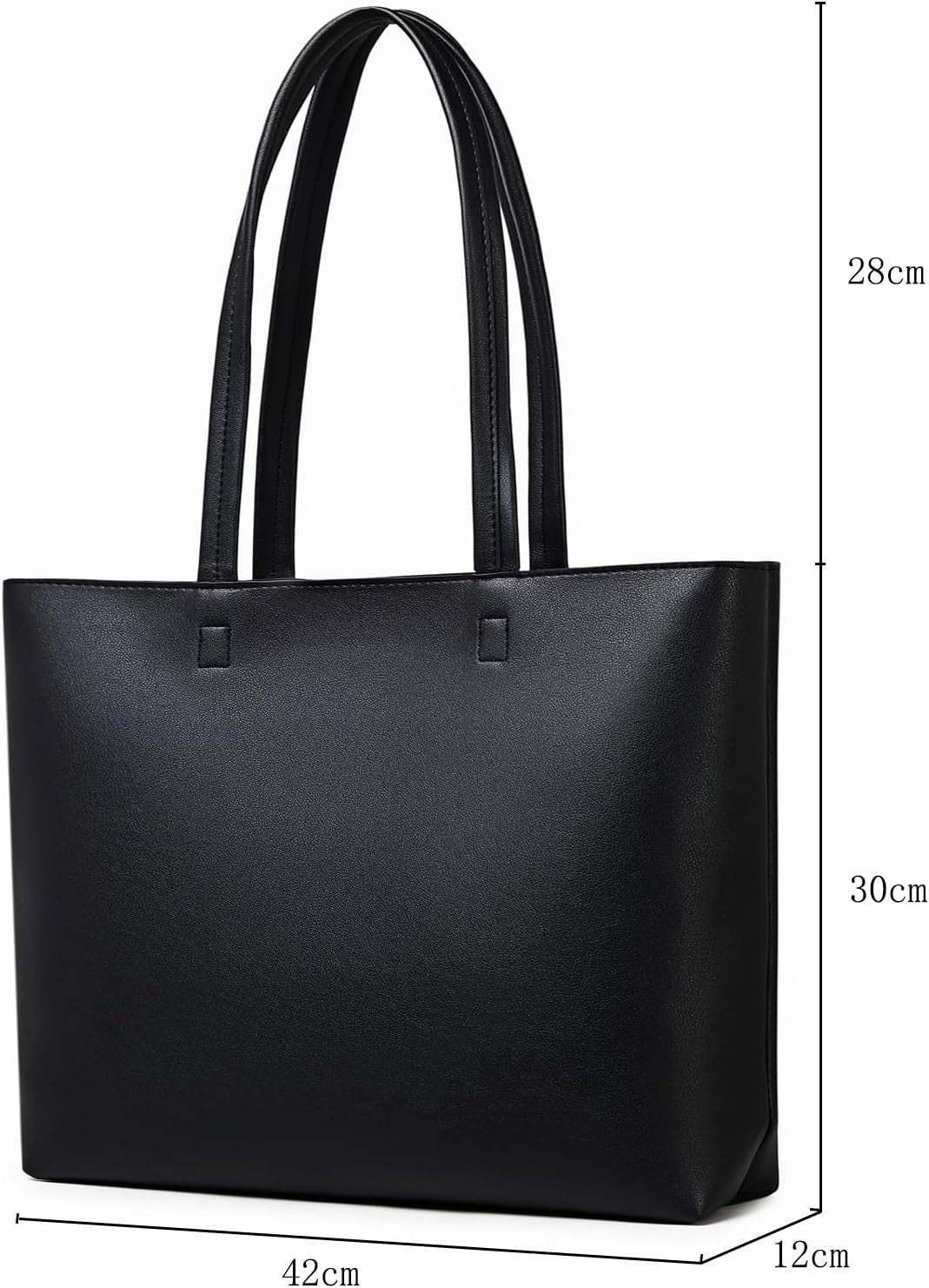 Ladies Tote Bags Simple PU Leather Handbags Work School Shopping Bags for Women with Zip and Inner Pocket