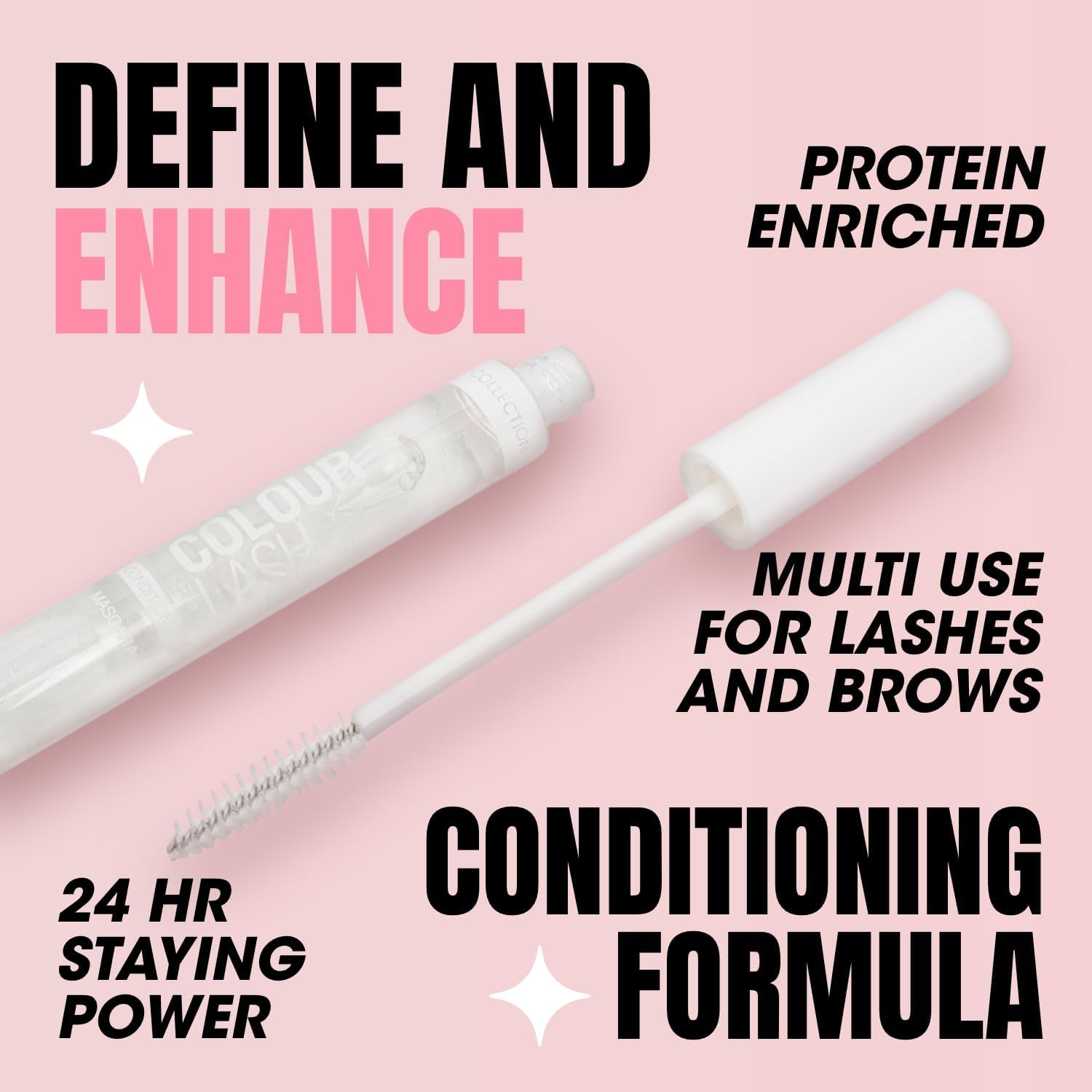 Cosmetics Colour Lash Mascara, Protein Enriched, 8Ml, Clear