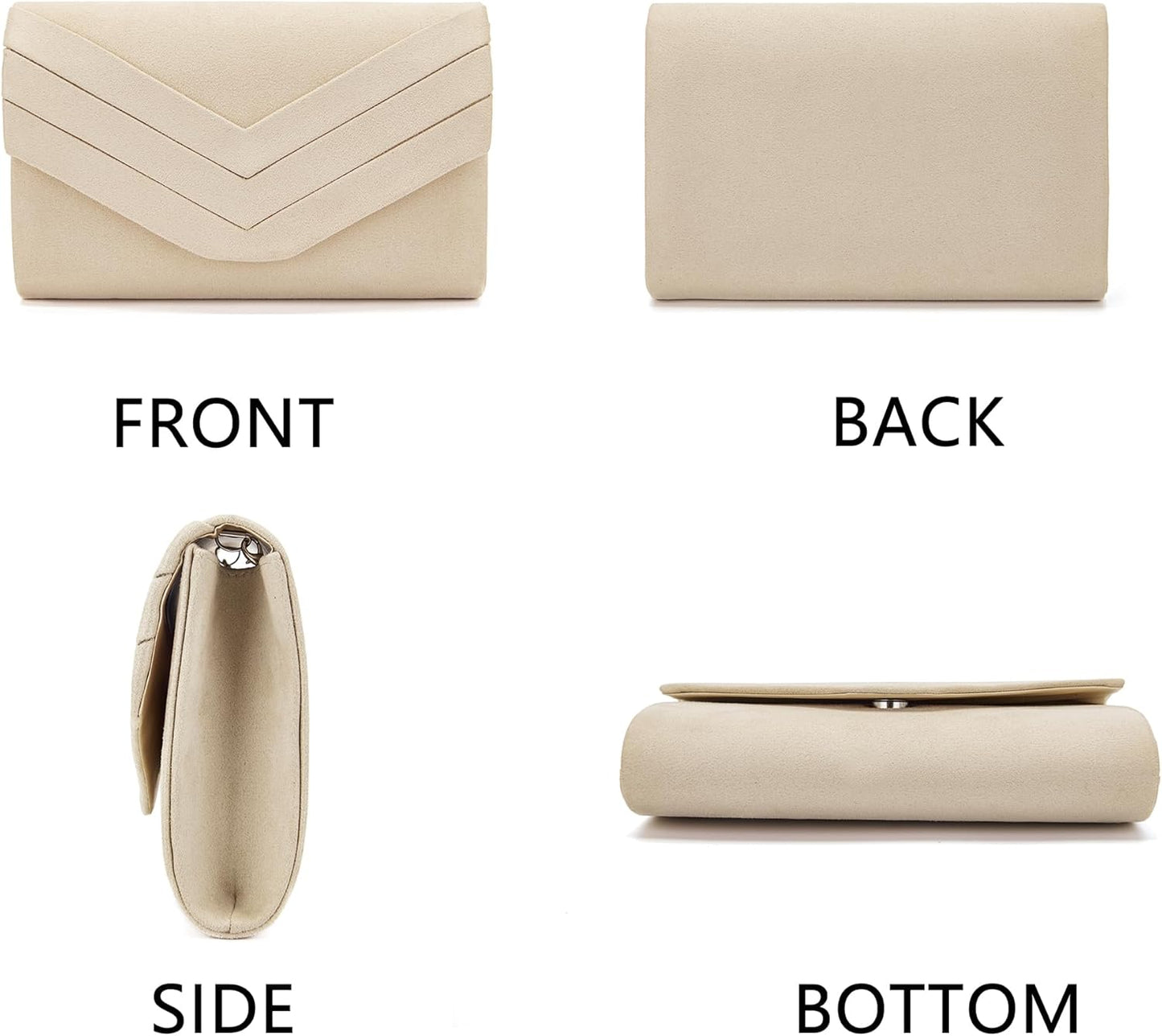 Clutch Bag for Women, Suedu Clutch Bags for Wedding Shoulder Crossbody Evening Bag