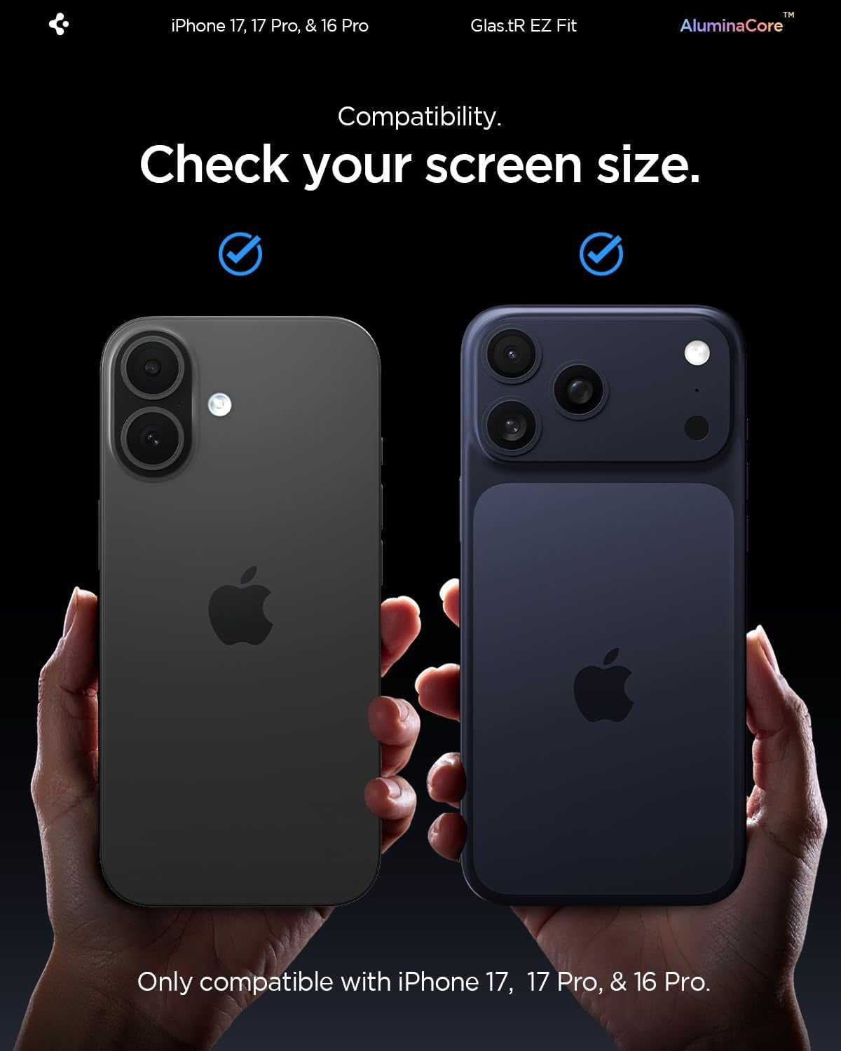 Glas.Tr EZ Fit Tempered Glass Screen Protector for Iphone 17 Pro / 17, Iphone 16 Pro - 2 Pack