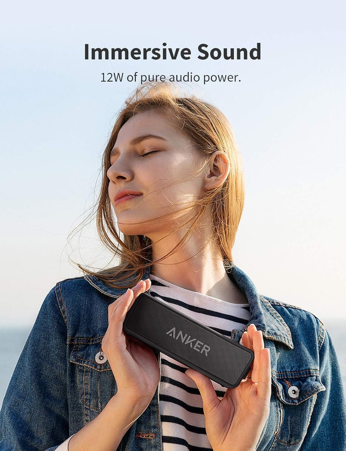 Soundcore 2 Portable Bluetooth Speaker with 12W Stereo Sound, Bassup, IPX7 Waterproof, 24-Hour Playtime, Wireless Stereo Pairing, Speaker for Home, Outdoors, Travel (Black)