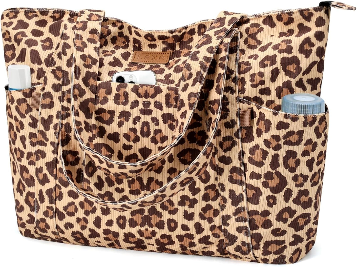 Laptop Tote Bag for Women - Large Capacity Corduroy Shoulder Bag with Zip and Pocket for College School Work Travel Shopping