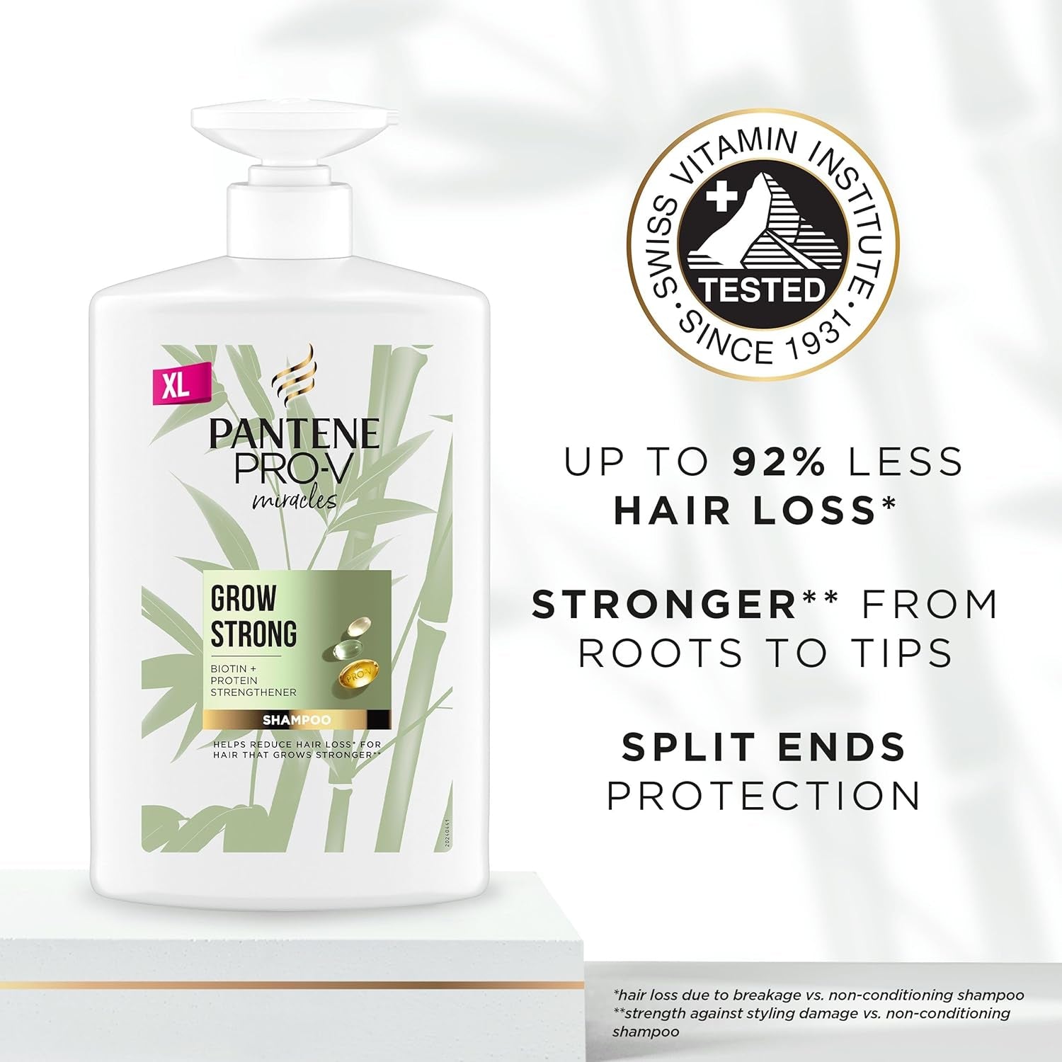 Grow Strong Shampoo with Biotin & Protein Strengthener 1L XXL Pump. Helps Reduce Hair Loss Due to Breakage for Hair That Grows Long & Strong. for Dry Damaged Hair, Helps Promote Hair Growth.