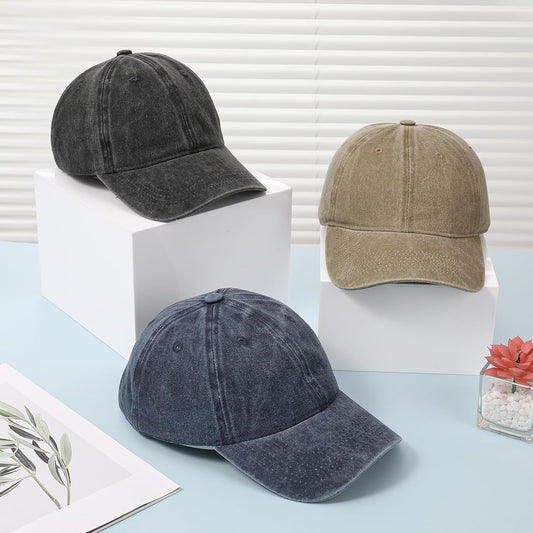 3 Pack Baseball Caps Adjustable Washed Vintage Hat Cotton Distressed Base Ball Caps for Men Women Outdoor Golf Tennis Shopping
